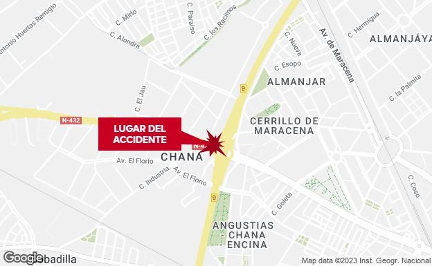 Punto en el que se ha producido el accidente.