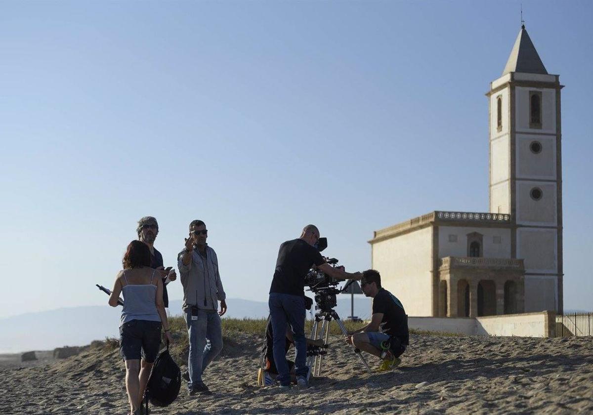 Rodaje en Almería de la película 'La vida era eso'.