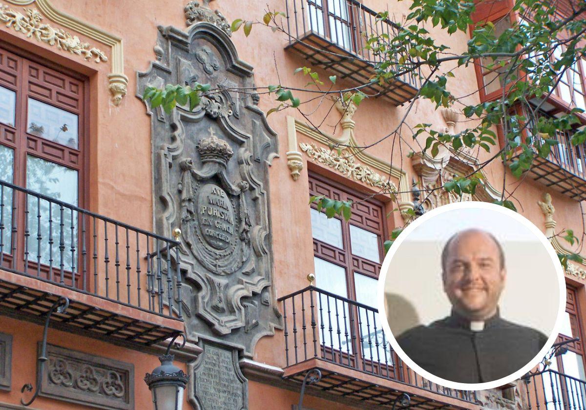 Fachada principal de la Curia de la diócesis de Granada. A la derecha, el sacerdote expulsado.