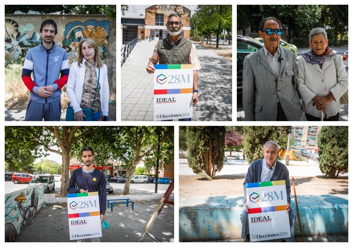 Cristian, Mari Trini, Rafael, José, Jairo, Paquita y Vicente, residentes y trabajadores de Norte, posan para IDEAL.