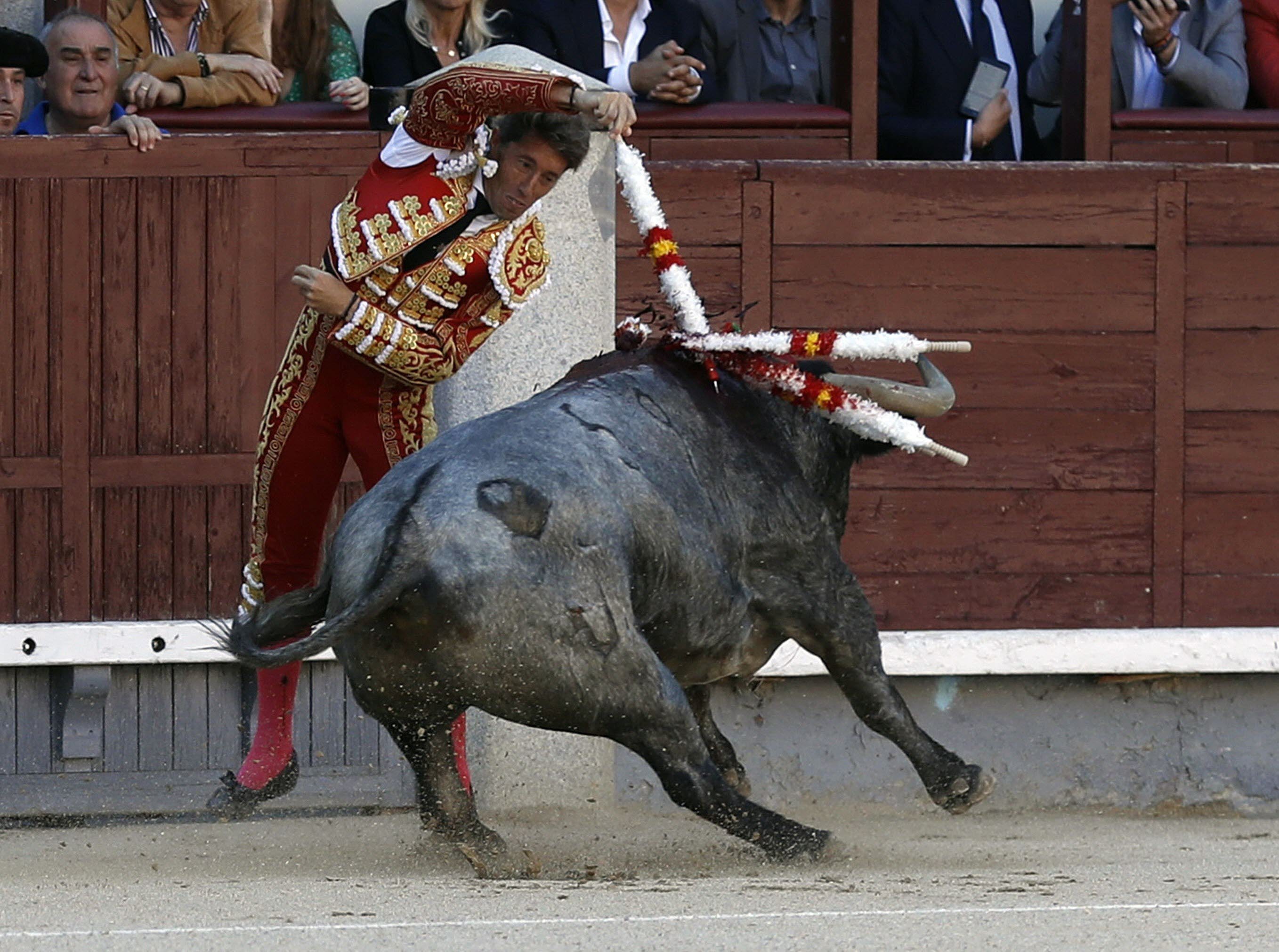 Manuel Escribano, con las banderillas, en un festejo anterior.