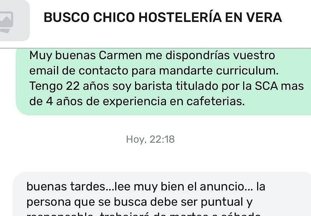 Parte del anuncio de trabajo.