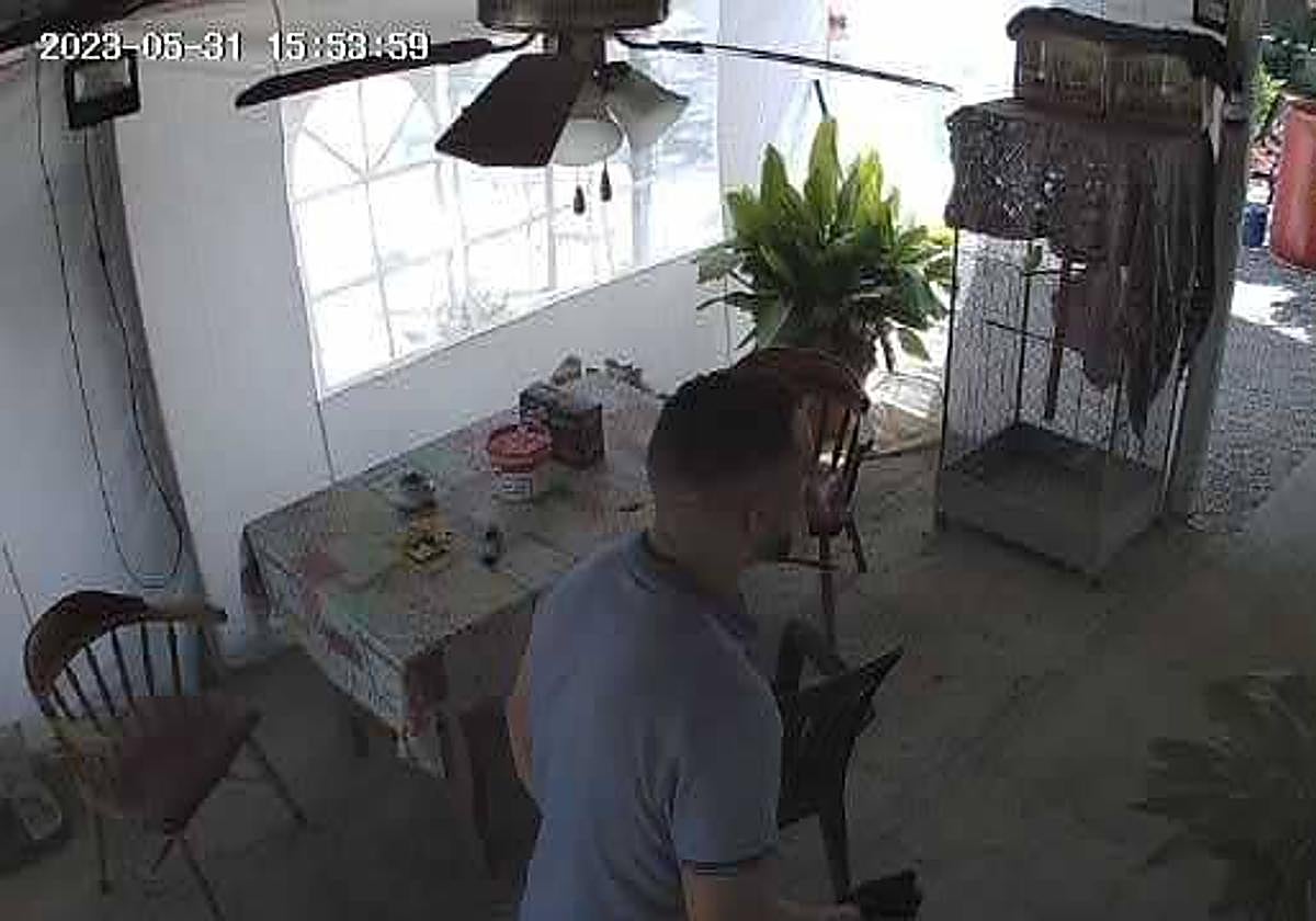 El ladrón fue captado por las cámaras de seguridad de la vivienda.