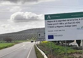 Obras en la carretera A-311, entre Jaén y Andújar.