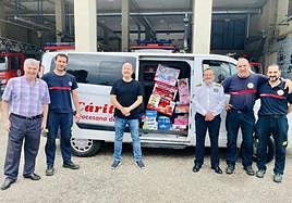 Bomberos de Jaén realizó una donación recientemente a Cáritas.