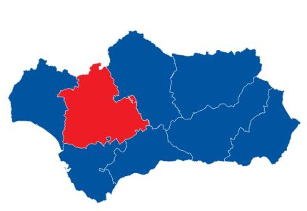 El mapa andaluz se tiñe de azul, excepto en Sevilla.