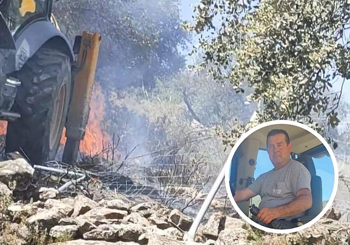 Un vecino impide con su excavadora que un incendio se propague en Montefrío: «No tuve miedo»