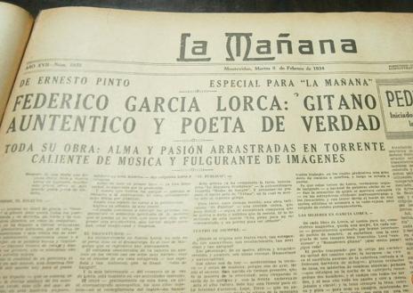 Imagen secundaria 1 - Recortes de prensa de la visita de García Lorca a Uruguay. 