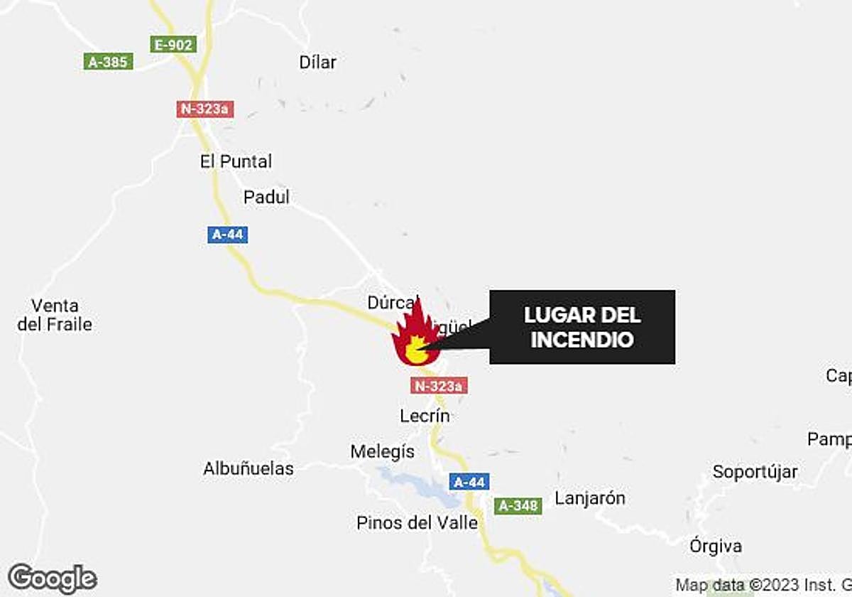 Punto en el que se ha incendiado el vehículo.