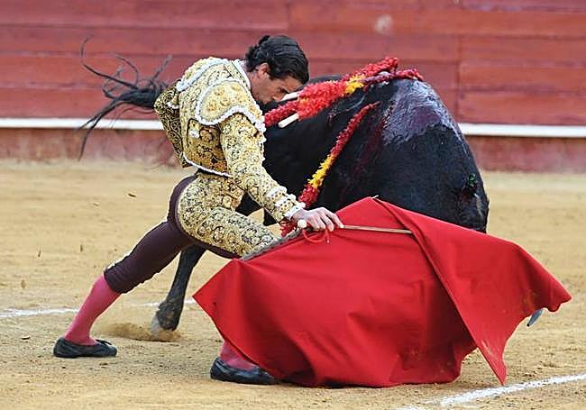 Detalle de toreo de mano baja de Juan Ortega.