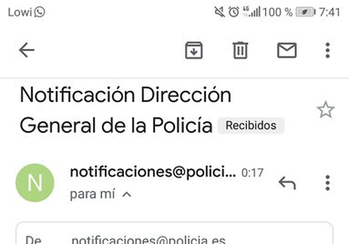 El correo que te manda la Policía y no es un timo.