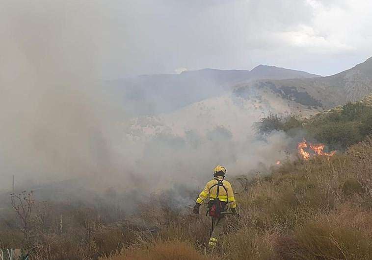 El incendio en el paraje natural de Güéjar Sierra.