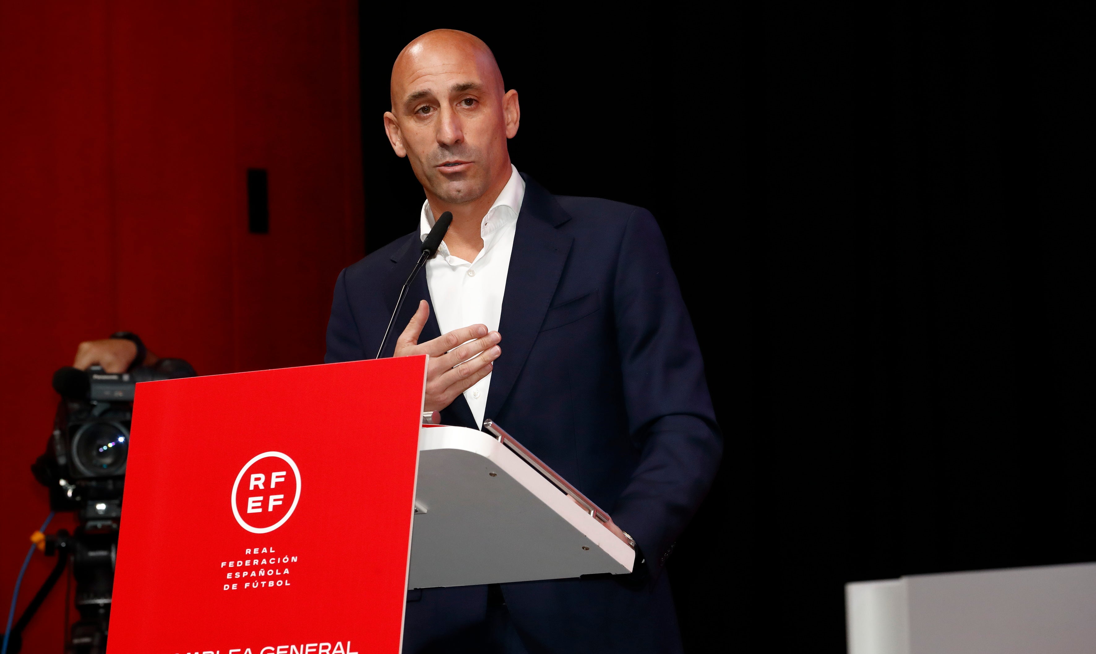 El presidente Luis Rubiales, durante la asamblea extraordinaria del pasado viernes 25.