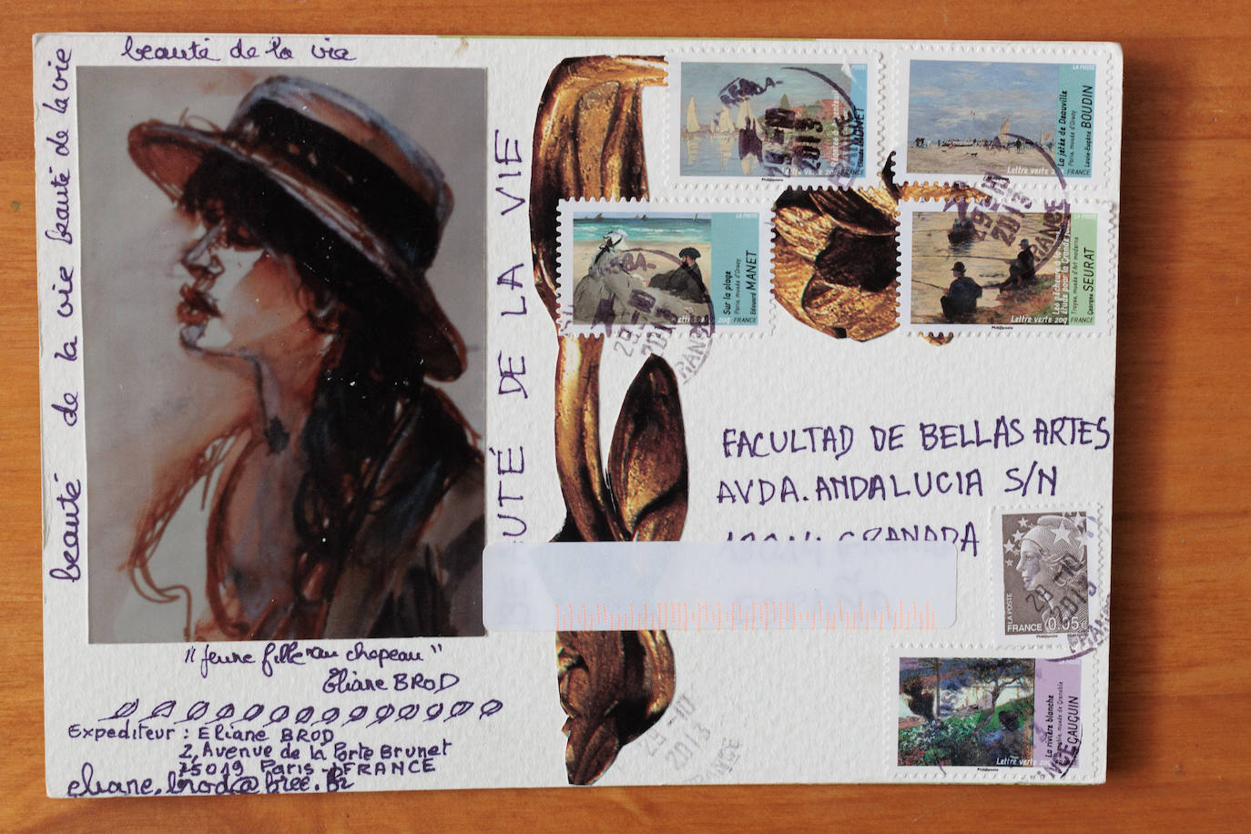 Imagen principal - Cartas enviadas a Bellas Artes en las convocatorias de arte postal. 