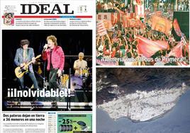 Portadas de IDEAL de 2007 con el concierto de los Rolling Stones, el ascenso del Almería y la vista del Poniente desde el espacio.