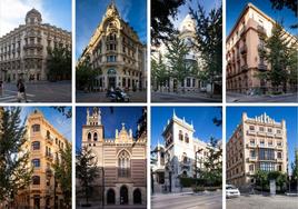 Una selección de los magníficos edificios que componen la Gran Vía de Granada.