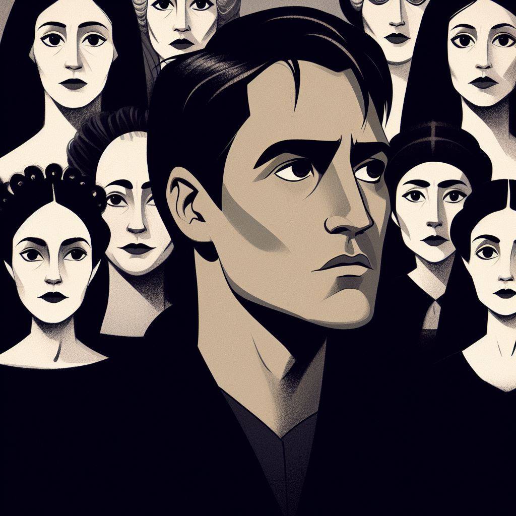 Lorca con los personajes de La Casa de Bernarda Alba