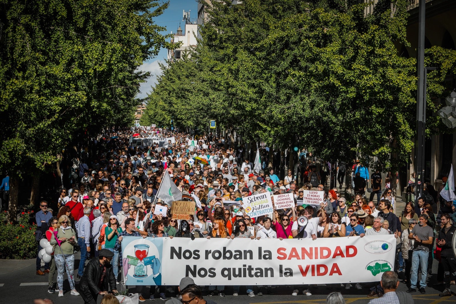 Las imágenes de la manifestación por la Sanidad de este sábado en Granada