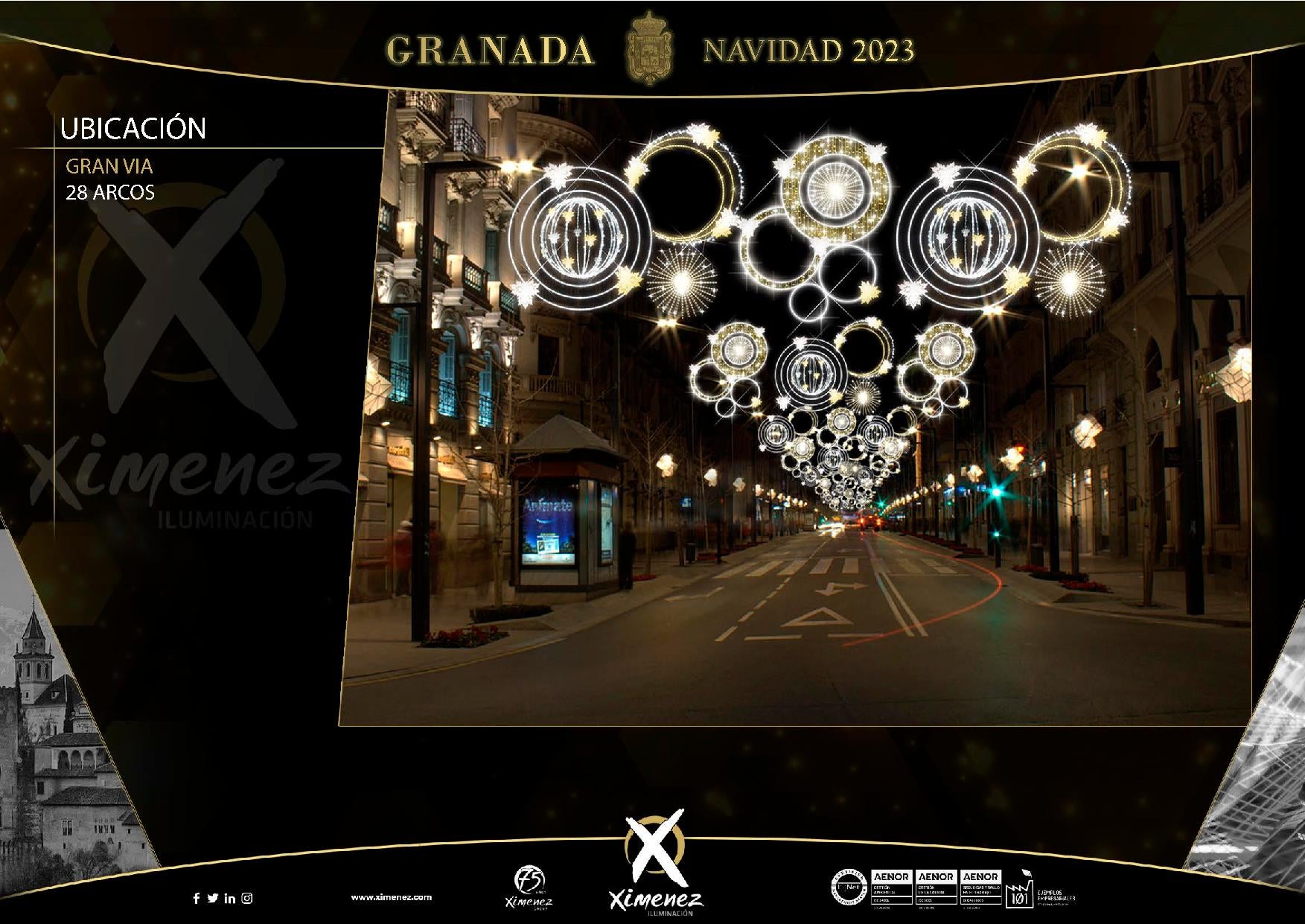 Así van a quedar las luces de Navidad de Granada, calle a calle