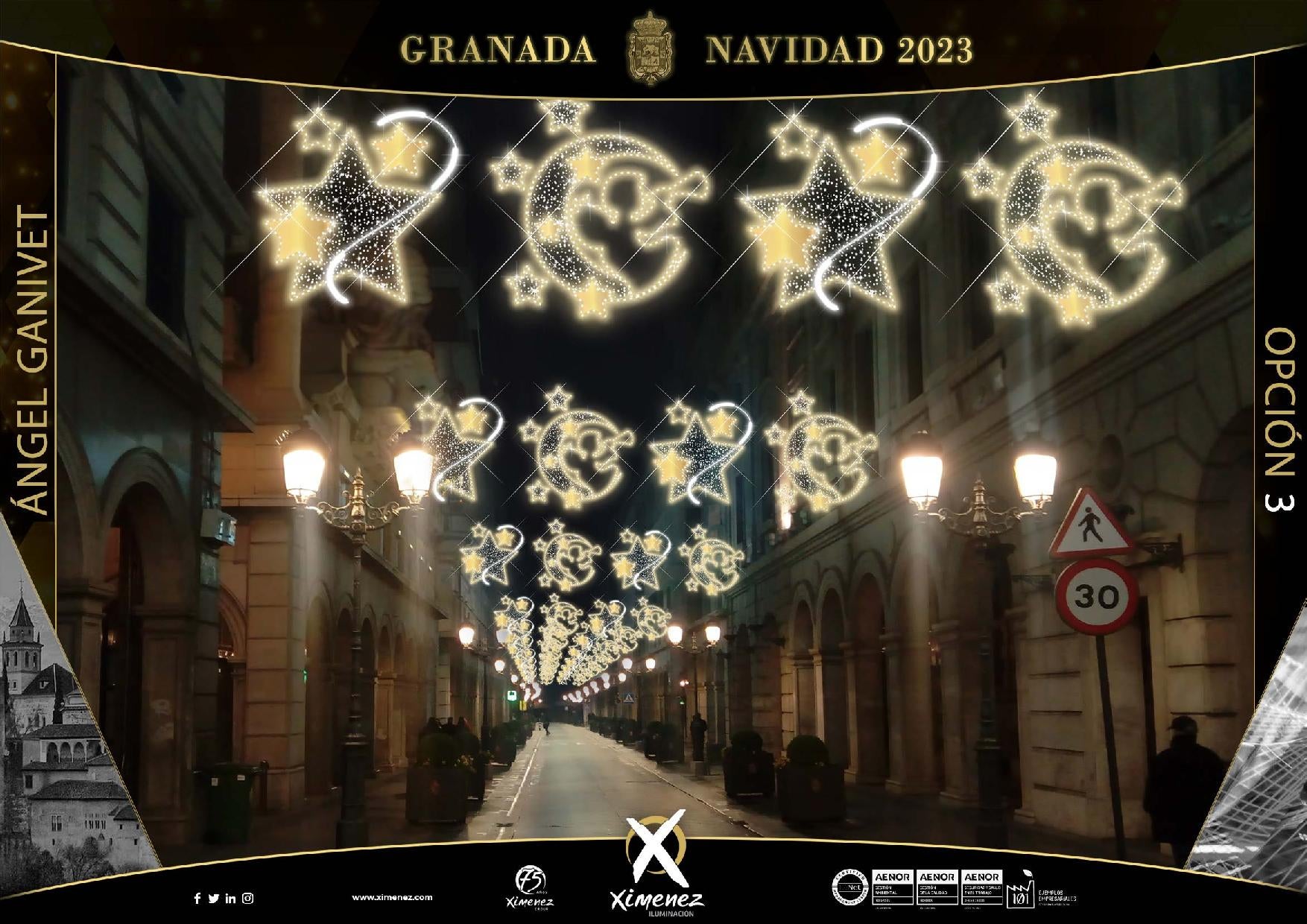 Así van a quedar las luces de Navidad de Granada, calle a calle