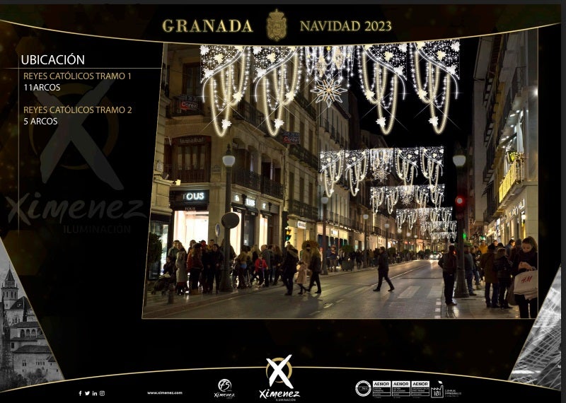 Así van a quedar las luces de Navidad de Granada, calle a calle