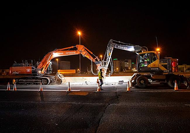 Trabajos de refuerzo de la autovía.
