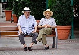 Pensionistas en la Acera del Casino de Granada, en una imagen de archivo.