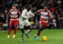 Wilson Manafá persigue a Mendy en una conducción del lateral del Real Madrid.