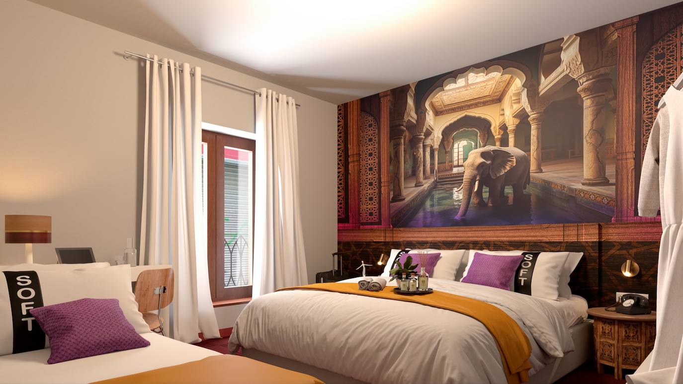 Una de las habitaciones del Casual Ilbira Granada.