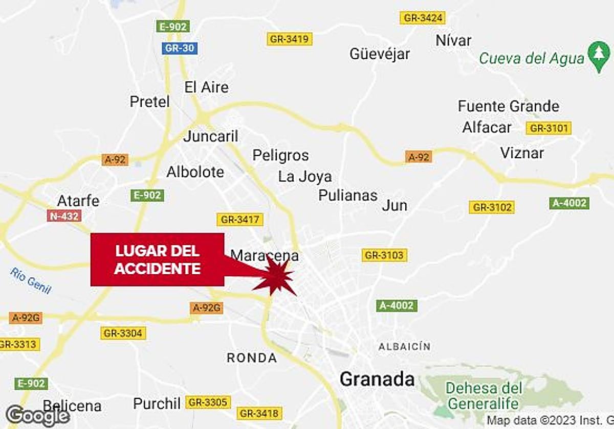 Lugar del accidente en la GR-30 de Granada.