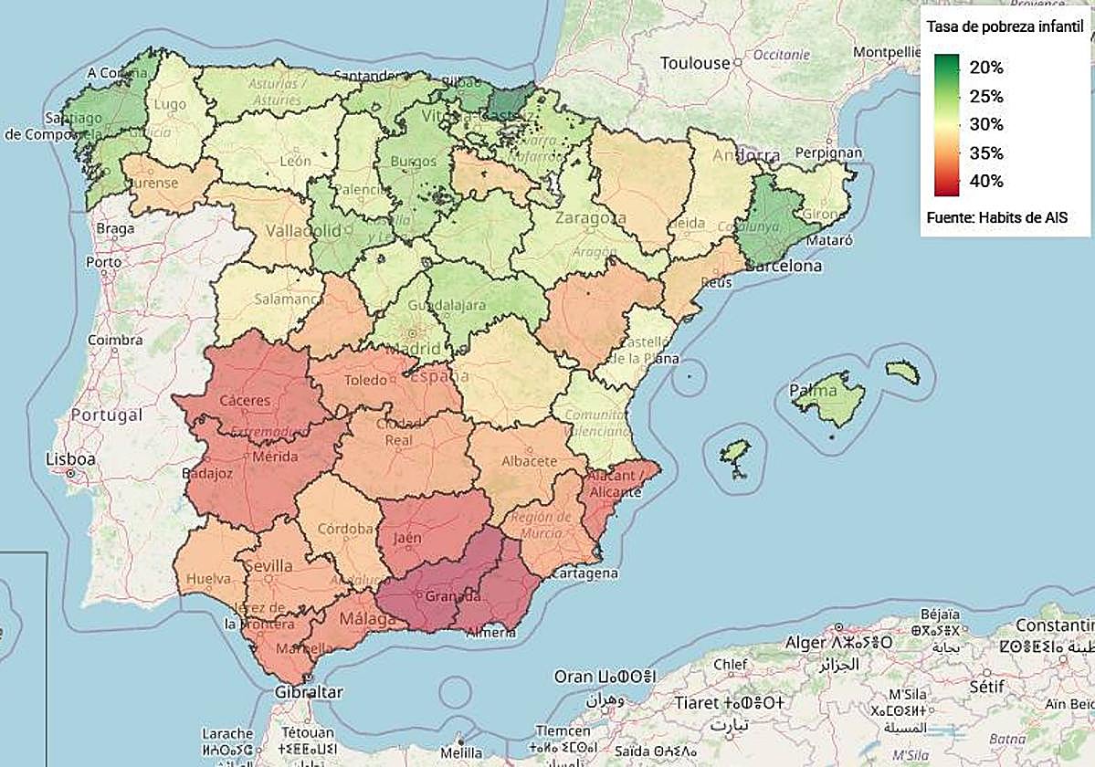 Mapa de pobreza infantil.