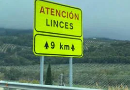 Cartel instalado en la autovía A-44 (Bailén-Motril), junto a la salida hacia Pegalajar.