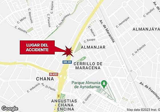 Lugar del accidente en la GR-30 de Granada.