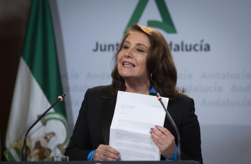 La consejera de Agricultura, Carmen Crespo, en su comparecencia posterior al Consejo de Gobierno de la Junta de Andalucía.