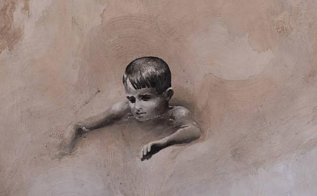 Juan Vida incluyó en el mural un autorretrato de cuando era niño. 