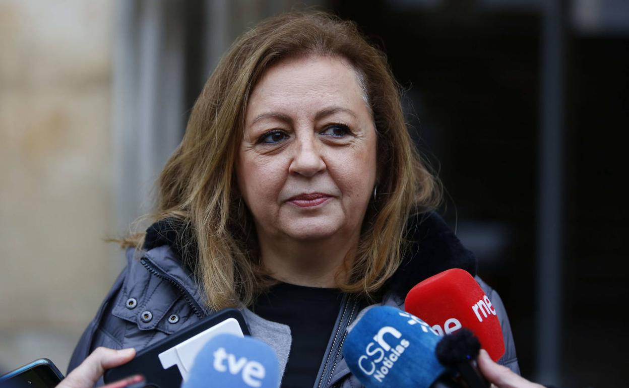 María del Mar Villafranca, el pasado 9 de enero, antes de entrar a la primera sesión del juicio penal que se sigue contra ella por el caso de las audioguías. 