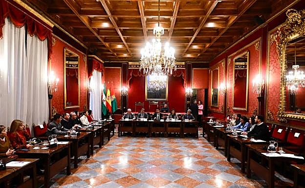 En el Salón de Plenos del Ayuntamiento de la capital.