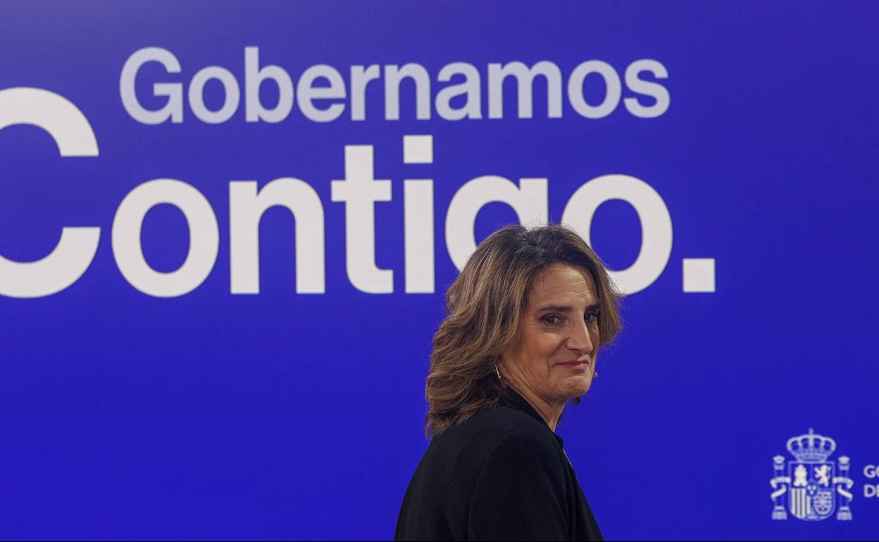 La vicepresidenta tercera del Gobierno y ministra de Transición Ecológica y Reto Demográfico, ayer, tras el Consejo de Ministros.