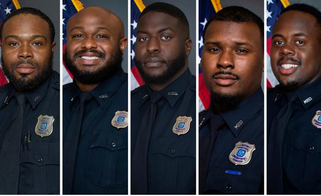 Los cinco policías detenidos Demetrius Haley, Desmond Mills, Jr., Emmitt Martin III, Justin Smith y Tadarrius Bean. 