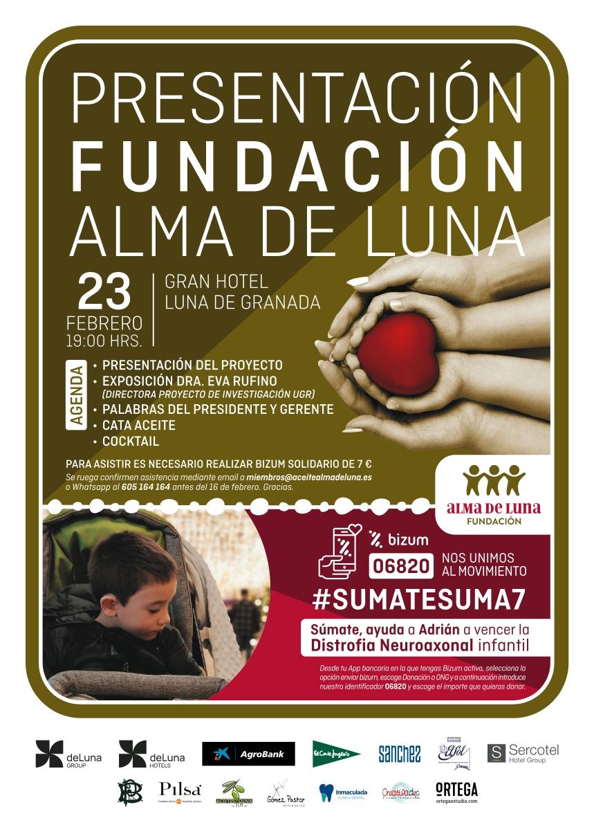 Cartel del evento de presentación de la fundación y cóctel solidario.