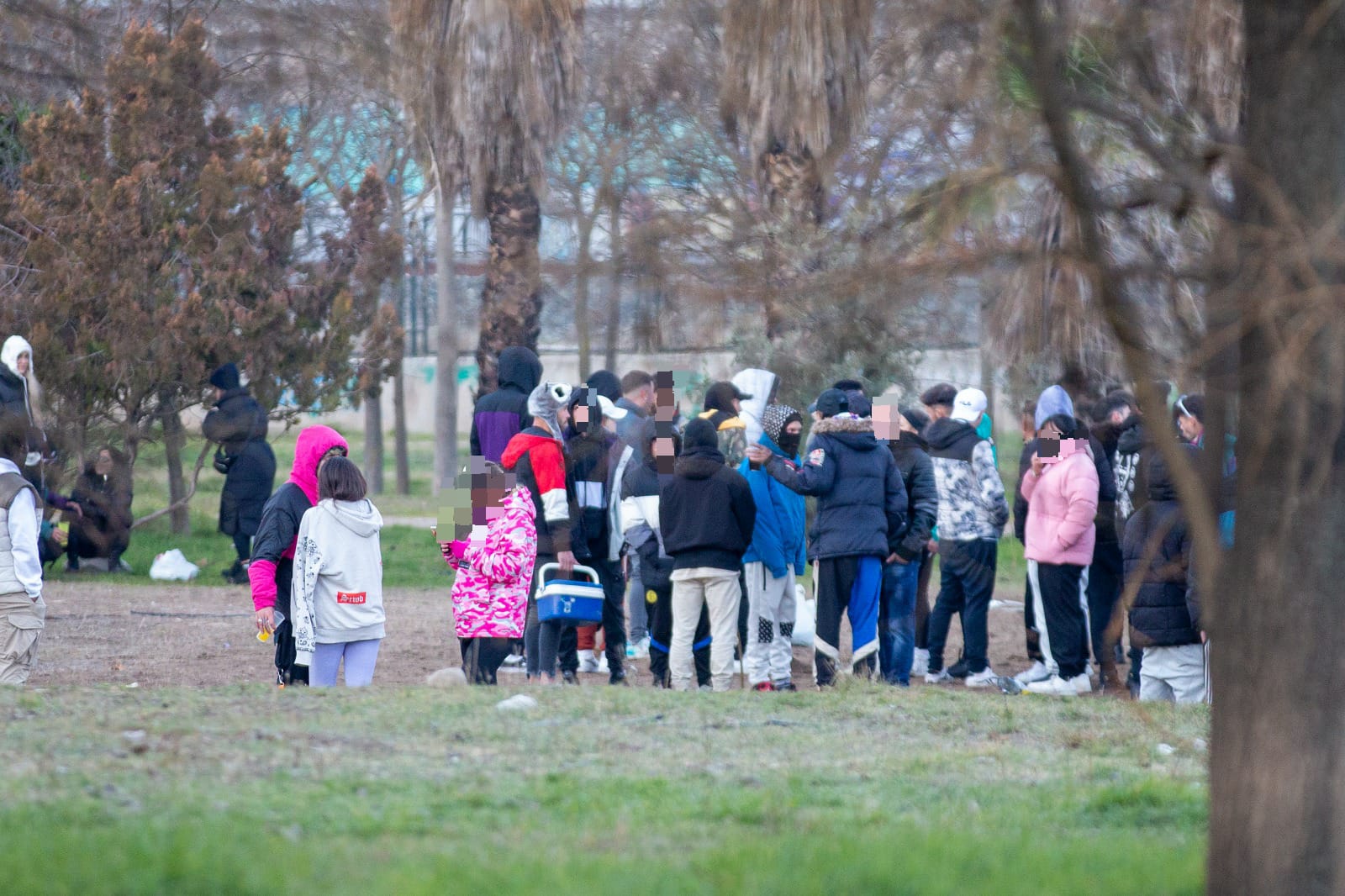 Numerosos jóvenes se desplazaron hasta unos terrenos de Bobadilla para seguir la juerga a primera hora de la mañana de este sábado.