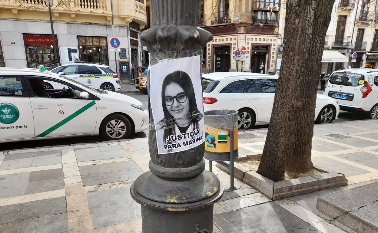Cartel reclamando justicia para Marina. 