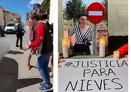 El investigado, al salir del juzgado en diciembre, y un acto de homenaje a Nieves Lafuente.