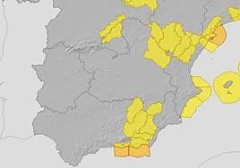 Mapa de avisos previstos para este 5 de enero por la Aemet.