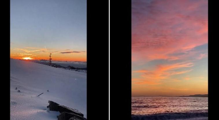 Solo pasa en Granada: dos bellos atardeceres en nieve y mar a una hora