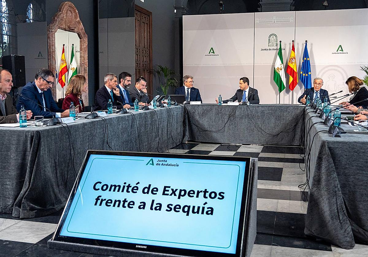 El presidente de la Junta de Andalucía, Juanma Moreno, interviene para los medios de comunicación, a 18 de enero de 2024,