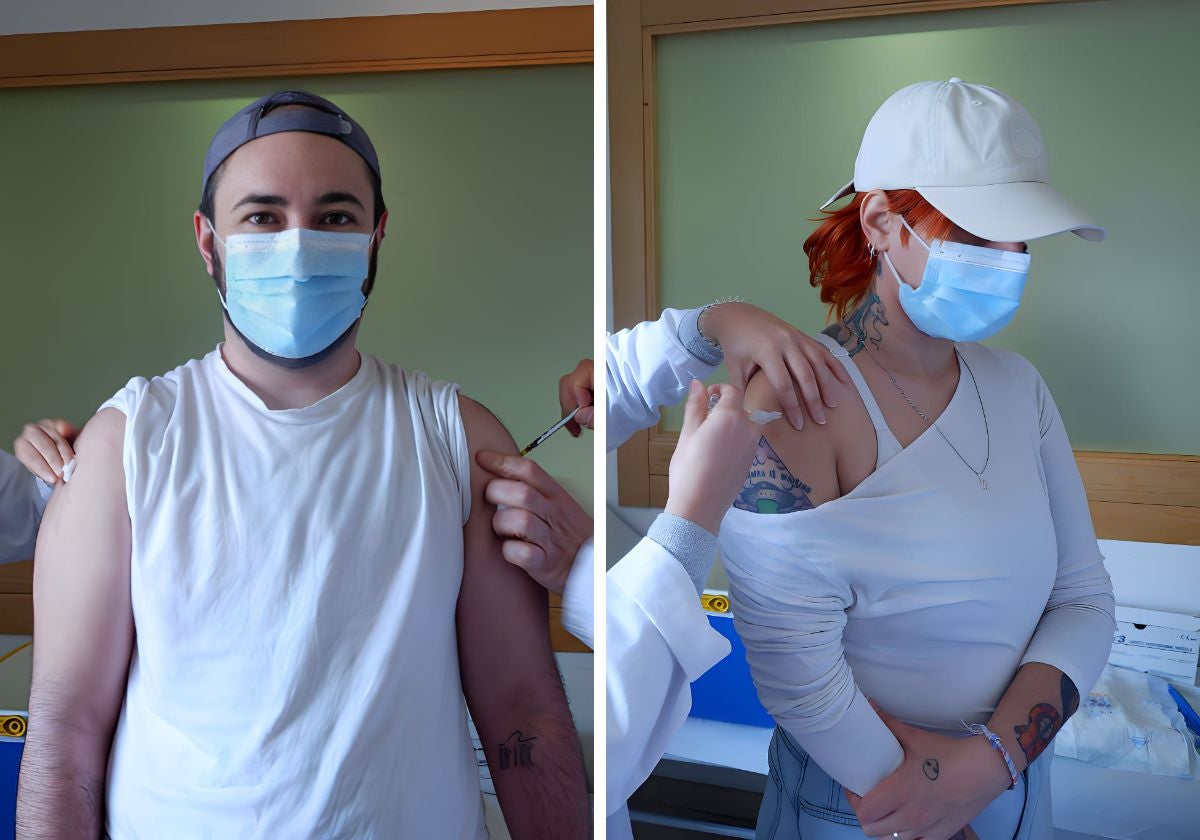 Daniel y Kumo reciben su vacuna.