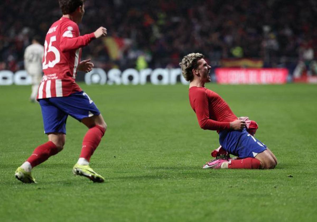 Antoine Griezmann celebra su gol al Real Madrid en la prórroga.