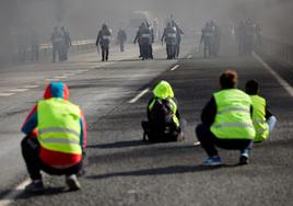 Protestas de los agricultores en la A-92 este sábado.