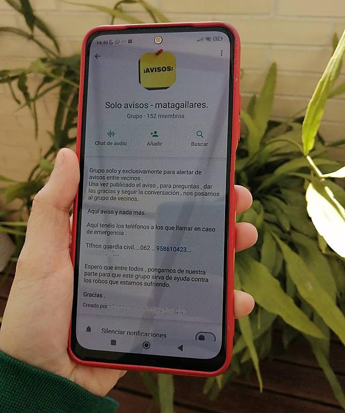 Grupo de Whataspp que han creado para avisar de cualquier incidencia.